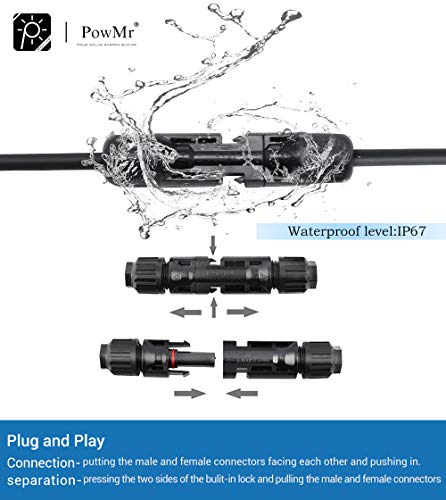 PowMr 48PCS Solar connectors - IP67 Male/Female Solar Connectors(24 Pairs Solar connectors)