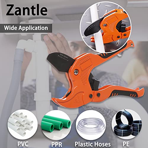 Zantlea Pipe and Tube Cutter, Ratcheting Hose Cutter One-hand Fast Pipe Cutting Tool with Ratchet Drive for Cutting Less Than 1-1/4" O.D. PEX, PVC, and PPR Pipe