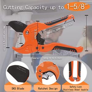 Zantlea Pipe and Tube Cutter, Ratcheting Hose Cutter One-hand Fast Pipe Cutting Tool with Ratchet Drive for Cutting Less Than 1-1/4" O.D. PEX, PVC, and PPR Pipe