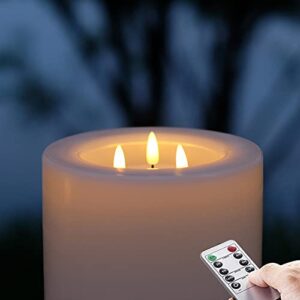 outdoor xl 6" x 8" large flameless candles with remote .rainproof waterproof . led battery operated .flickering pillar candles--3-c batteries runs 500hours (not included)