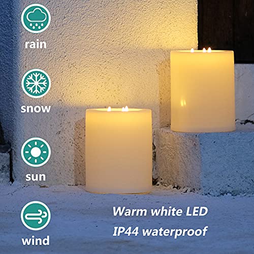 OUTDOOR XL 6" x 8" Large Flameless Candles with Remote .Rainproof Waterproof . LED Battery Operated .Flickering Pillar CANDLES--3-C Batteries runs 500hours (Not included)