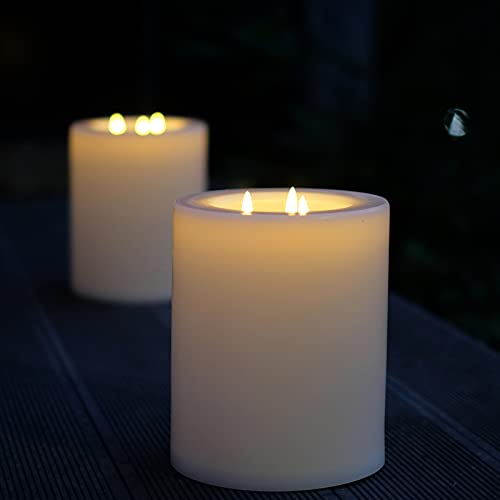 OUTDOOR XL 6" x 8" Large Flameless Candles with Remote .Rainproof Waterproof . LED Battery Operated .Flickering Pillar CANDLES--3-C Batteries runs 500hours (Not included)