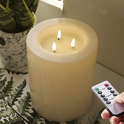 OUTDOOR XL 6" x 8" Large Flameless Candles with Remote .Rainproof Waterproof . LED Battery Operated .Flickering Pillar CANDLES--3-C Batteries runs 500hours (Not included)