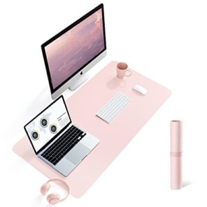 writing desk pad protector, ysagi anti-slip thin mousepad for computers,office desk accessories laptop waterproof desk protector for office decor and home (pink, 35.4" x 17")