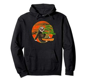 bonsai tree. sloth and sunset. japanese tradition art gift pullover hoodie