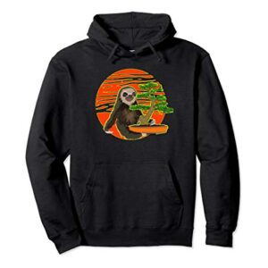 Bonsai Tree. Sloth and Sunset. Japanese Tradition Art Gift Pullover Hoodie