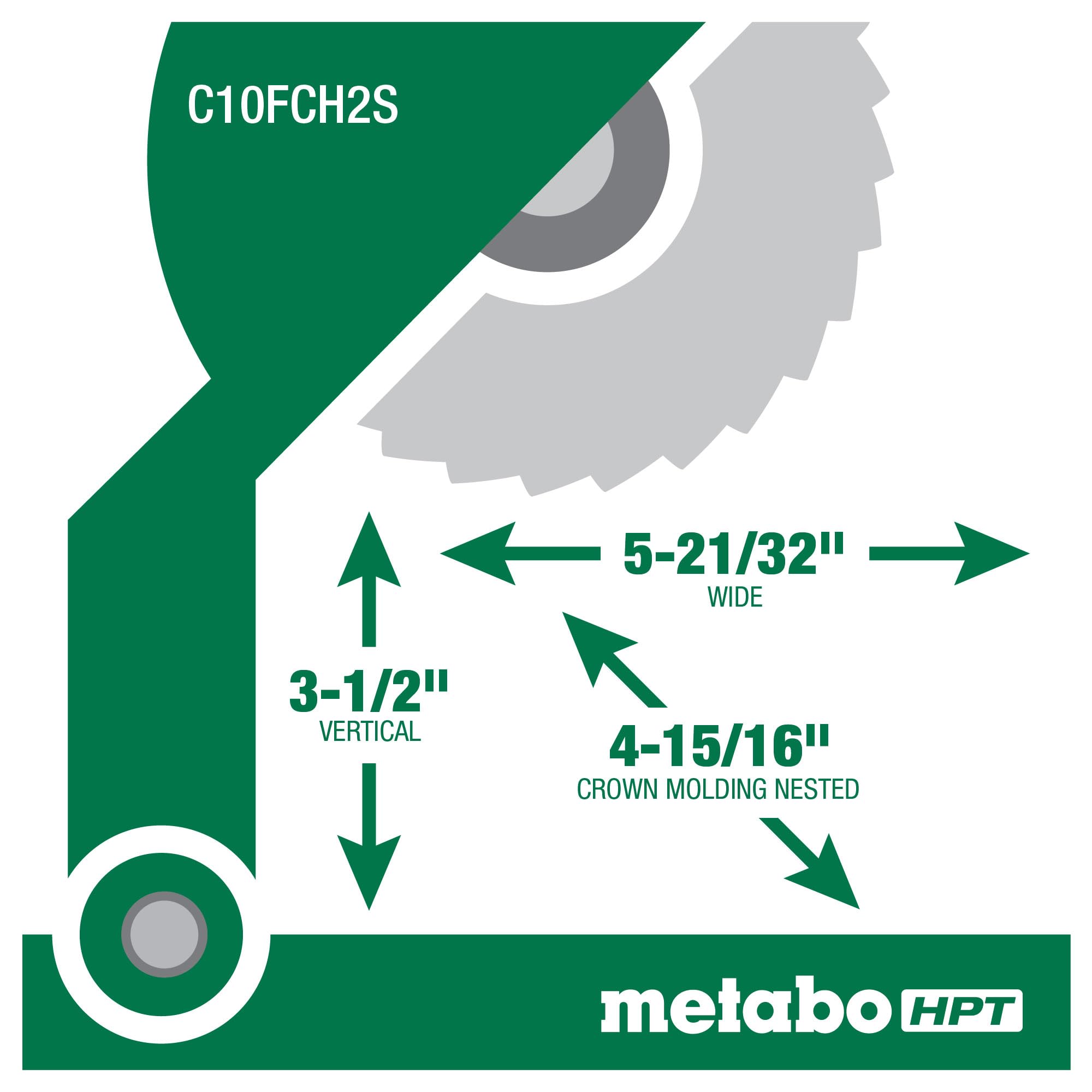 Metabo HPT 10-Inch Miter Saw | Laser Marker | Single Bevel | Compound | 15-Amp Motor | C10FCH2S