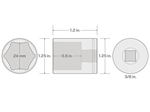 TEKTON 3/8 Inch Drive x 24 mm 6-Point Socket | SHD12124