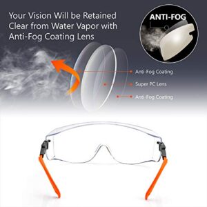 SAFEYEAR Safety Glasses For Womem & Men Over Eyeglasses Anti Fog Scratch Protective Eyewear,Ansi Z87 Approved Safety Goggles Over Glasses