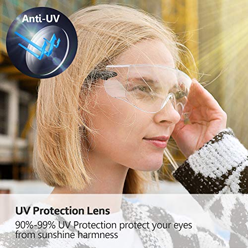 SAFEYEAR Safety Glasses For Womem & Men Over Eyeglasses Anti Fog Scratch Protective Eyewear,Ansi Z87 Approved Safety Goggles Over Glasses