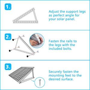 Air Jade 22 in Adjustable Solar Panel Tilt Mount Brackets, Solar Panel Mounting Bracket with Foldable Tilt Legs for RV, Boat, Roof, and Off-Grid