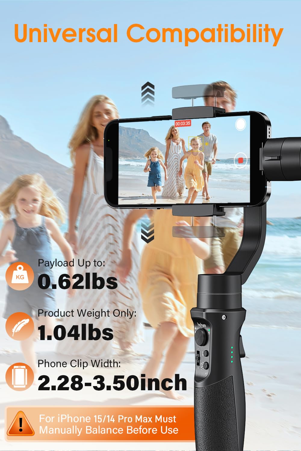 Gimbal Stabilizer for Smartphone, 3-Axis Phone Gimbal for Android and iPhone 15,14,13,12 PRO, Stabilizer for Video Recording with Face/Object Tracking, 600 °Auto Rotation - hohem iSteady Mobile Plus