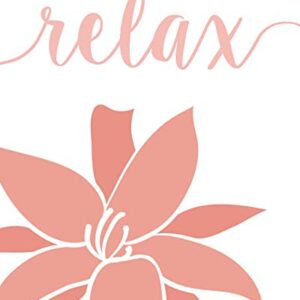 Relax Soak Unwind Breathe Pink White Blend Bath Flowers Prints, 4 (8x10) Unframed Photos, Wall Art Decor Gifts Under 20 for Home Office Studio College Student Teacher Floral Garden Yoga Inspired Fans