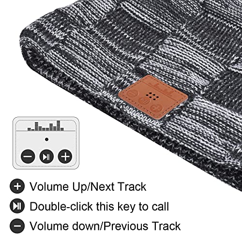 Gifts for Men Bluetooth Beanie Hat - Christmas Stocking Stuffers for Men Birthday Ideas Gift for Dad Women Teen Boys Girls Husband Boyfriend Gadgets for Men Winter Cap Grey