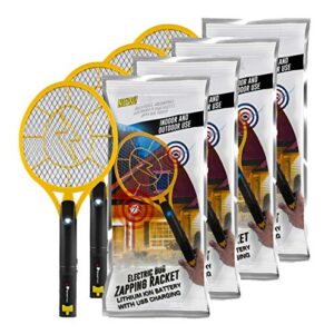 Beastron Bug Zapper Racket Electric Rechargeable Killer, 4 Pack Large Size, Yellow