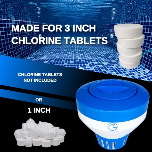Cclear Pool Chlorine Floater for 3 inch Chlorine Tablets, 40% Thicker Walls, 7 inch Large Chlorine Dispenser for Inground and Above Ground Swimming Pool, 2 Year Warranty (for 3-inch Chlorine Tablets)