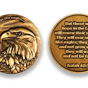 Logos Trading Post Antique Gold Plated Christian Challenge Coins | Eagle Coin, Lion of Judah Man of God Coin, Armor of God Coin | Value Variety Pack of 3 | Assortment 1