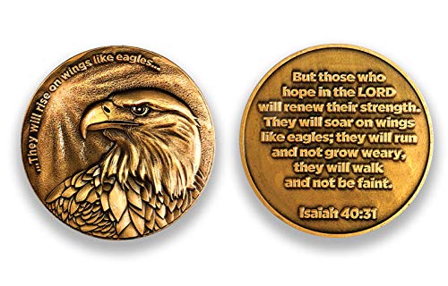 Logos Trading Post Antique Gold Plated Christian Challenge Coins | Eagle Coin, Lion of Judah Man of God Coin, Armor of God Coin | Value Variety Pack of 3 | Assortment 1