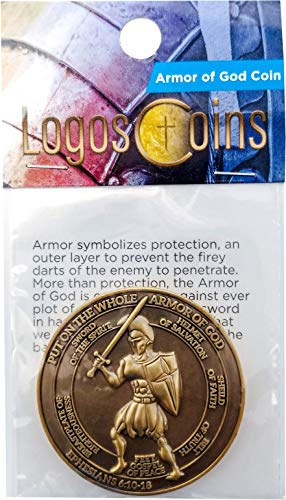 Logos Trading Post Antique Gold Plated Christian Challenge Coins | Eagle Coin, Lion of Judah Man of God Coin, Armor of God Coin | Value Variety Pack of 3 | Assortment 1