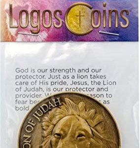 Logos Trading Post Antique Gold Plated Christian Challenge Coins | Eagle Coin, Lion of Judah Man of God Coin, Armor of God Coin | Value Variety Pack of 3 | Assortment 1