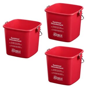 red small sanitizing buckets for cleaning -3 quart sanitizing cleaning pail - set of 3 square sanitizing plastic bucket