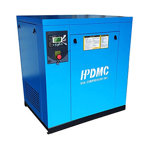 HPDMC 20 HP Rotary Screw Compressor 208-230Volt, 60HZ, 3-Phase / 81CFM@MAX150PSI Spin-on Oil Separator easy maintenance Industrial Air Compressed System