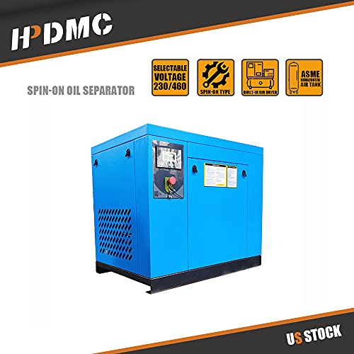HPDMC 20 HP Rotary Screw Compressor 208-230Volt, 60HZ, 3-Phase / 81CFM@MAX150PSI Spin-on Oil Separator easy maintenance Industrial Air Compressed System