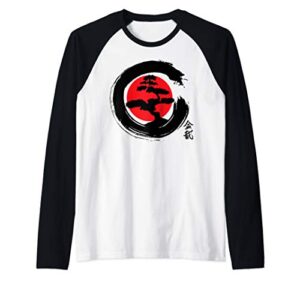 buddhist zen bonsai tree clothing & apparel - bonsai tree raglan baseball tee