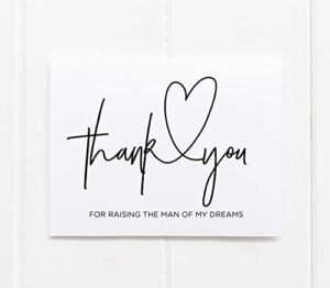 thank you for raising the man of my dreams wedding day card, mother in law to be gift from bride for grooms parents