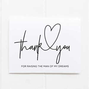 Thank You For Raising the Man of My Dreams Wedding Day Card, Mother in Law to Be Gift from Bride for Grooms Parents