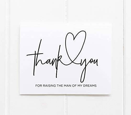 Thank You For Raising the Man of My Dreams Wedding Day Card, Mother in Law to Be Gift from Bride for Grooms Parents