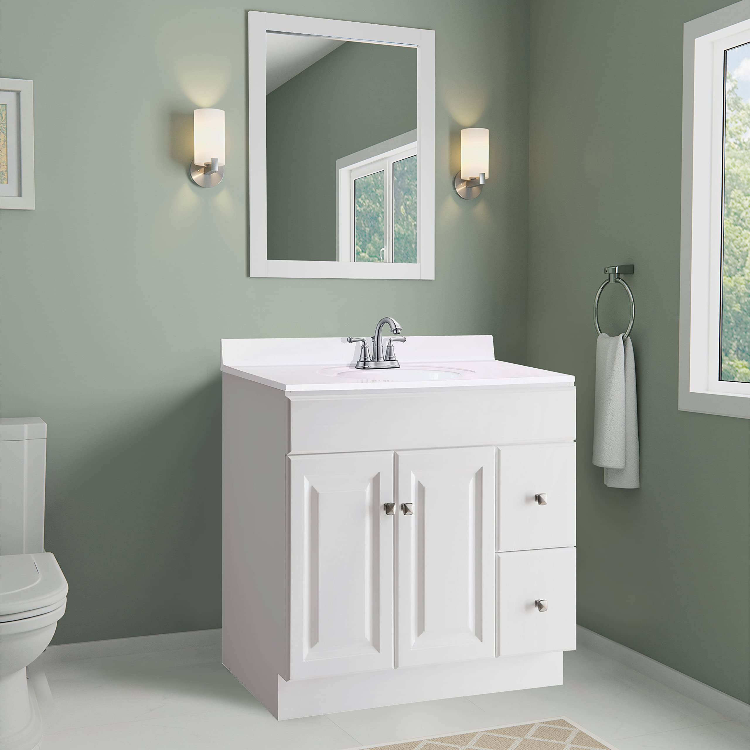 Design House 586180 Cultured Marble Vanity Top 25"x19", Solid White