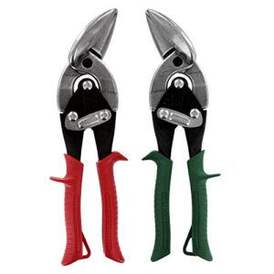 midwest special hardness aviation snip - left and right cut offset stainless steel cutting shears with forged blade & kush'n-power comfort grips - mwt-ss6510c