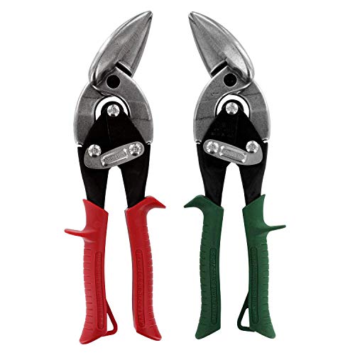 MIDWEST Special Hardness Aviation Snip - Left and Right Cut Offset Stainless Steel Cutting Shears with Forged Blade & KUSH'N-POWER Comfort Grips - MWT-SS6510C