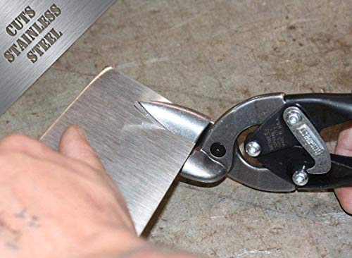 MIDWEST Special Hardness Aviation Snip - Left and Right Cut Offset Stainless Steel Cutting Shears with Forged Blade & KUSH'N-POWER Comfort Grips - MWT-SS6510C