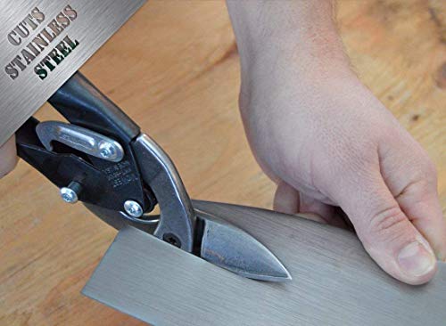 MIDWEST Special Hardness Aviation Snip - Left and Right Cut Offset Stainless Steel Cutting Shears with Forged Blade & KUSH'N-POWER Comfort Grips - MWT-SS6510C