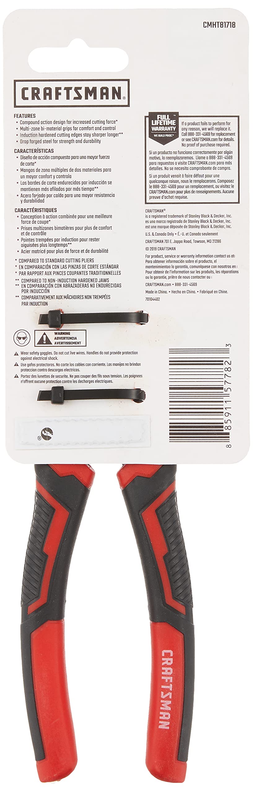 CRAFTSMAN Diagonal Cutting Pliers, 8-Inch Compound Action (CMHT81718)