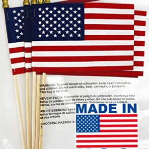 GIFTEXPRESS 12-Pack Made in USA 12x18 Inch US Stick Flags with Spear Tip, 12in x18 inch Handheld American Stick Flags, Grave Marker American Flags, Cemetery Flags on 30" Dowel with 2’’gold Tip