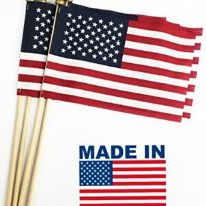 GIFTEXPRESS 12-Pack Made in USA 12x18 Inch US Stick Flags with Spear Tip, 12in x18 inch Handheld American Stick Flags, Grave Marker American Flags, Cemetery Flags on 30" Dowel with 2’’gold Tip