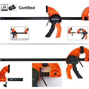 Quick Release Ratchet Bar Clamps for Woodworking (2 Pieces Set 24'') - Light Duty Adjustable One-Handed Clamp for Woodworking & Furniture Manufacturing & Assembly