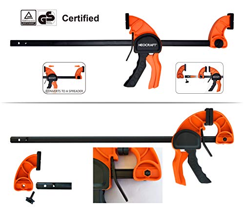 Quick Release Ratchet Bar Clamps for Woodworking (2 Pieces Set 24'') - Light Duty Adjustable One-Handed Clamp for Woodworking & Furniture Manufacturing & Assembly