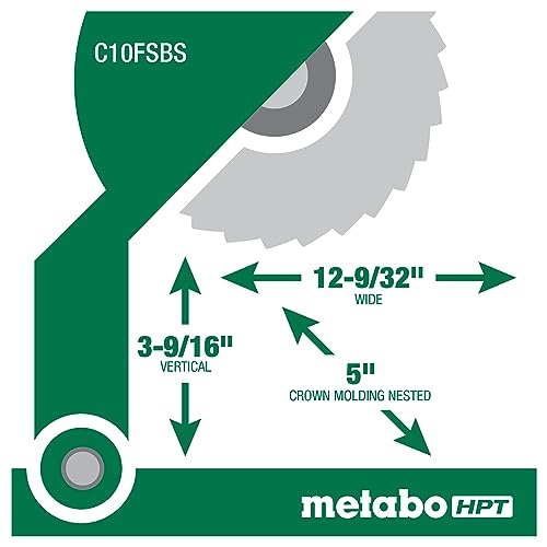 Metabo HPT 10-Inch Sliding Compound Miter Saw, Double-Bevel, Electronic Speed Control, 12 Amp Motor, Electric Brake, 5-Year Warranty (C10FSBS)