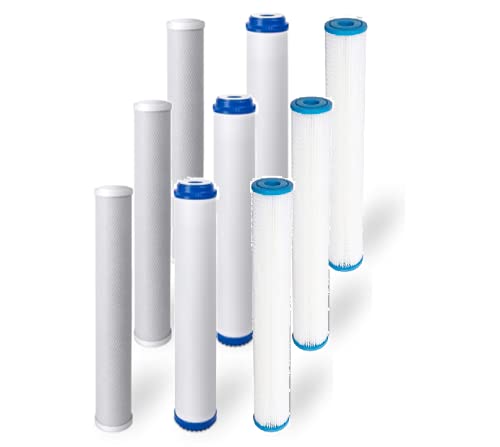 PACK OF 9: Replacement Slim Blue 20" Pre-Filters/Cartridges for Commercial Reverse Osmosis RO Water Filtration Systems | 2.5" x 20" Sediment, Carbon Block, GAC Filter