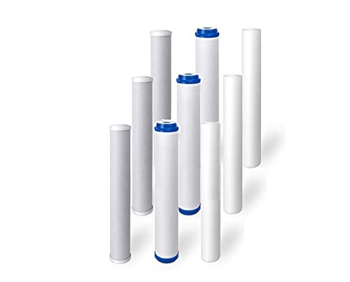 PACK OF 9: Replacement Slim Blue 20" Pre-Filters/Cartridges for Commercial Reverse Osmosis RO Water Filtration Systems | 2.5" x 20" Sediment, Carbon Block, GAC Filter