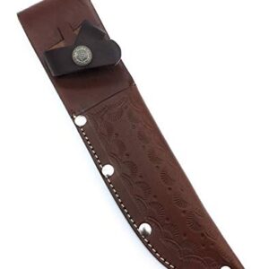 10.5" long custom handmade leather sheath for 5"—5.5" cutting blade knife