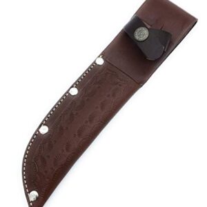 10.5" long custom handmade leather sheath for 5"—5.5" cutting blade knife