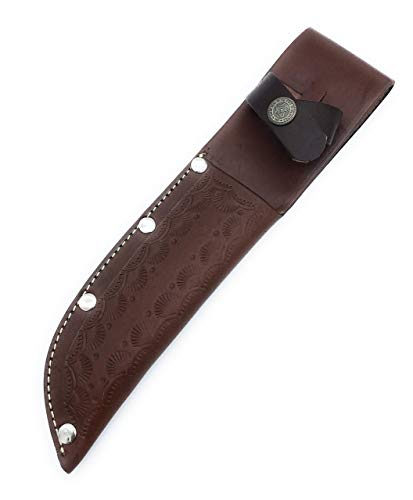 10.5" long custom handmade leather sheath for 5"—5.5" cutting blade knife