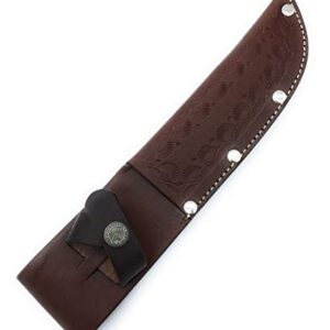 10.5" long custom handmade leather sheath for 5"—5.5" cutting blade knife