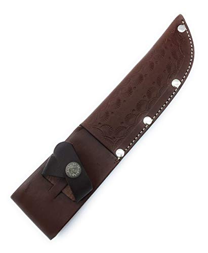 10.5" long custom handmade leather sheath for 5"—5.5" cutting blade knife