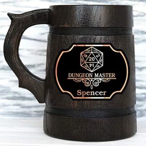 Dungeon Master Beer Mug. Wooden Beer Mug. Dungeon and Dragons Mug. Dungeon Master Personalized Mug. D&D Gift. Personalized Beer Stein. Best Gift. Personalized Gamer Gift Beer Tankard K150